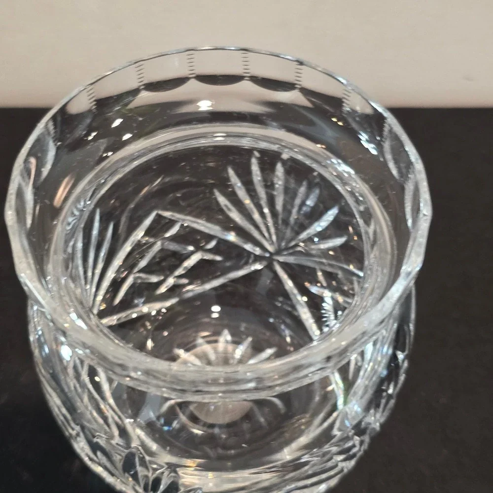 ROGASKA Crystal Jam Jar Honey Pot‎ w/ Lid Starburst Glass Condiment Pot Clear